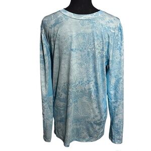 Realtree Mottled Blue Fishing Vented Long Sleeve T-Shirt Top Men's S Small